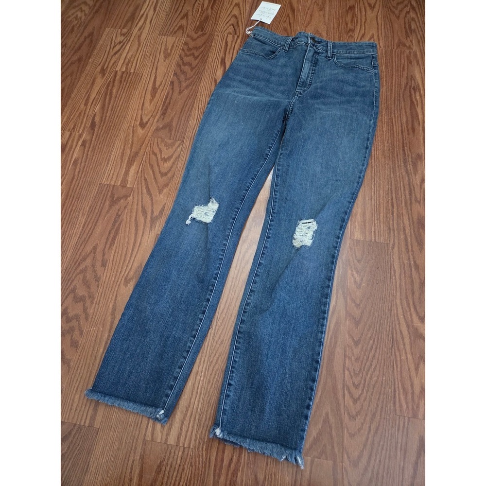 Show Me Your Mumu Soho Zip Up Skinnies Distressed High Rise Jeans Size 29 Blue